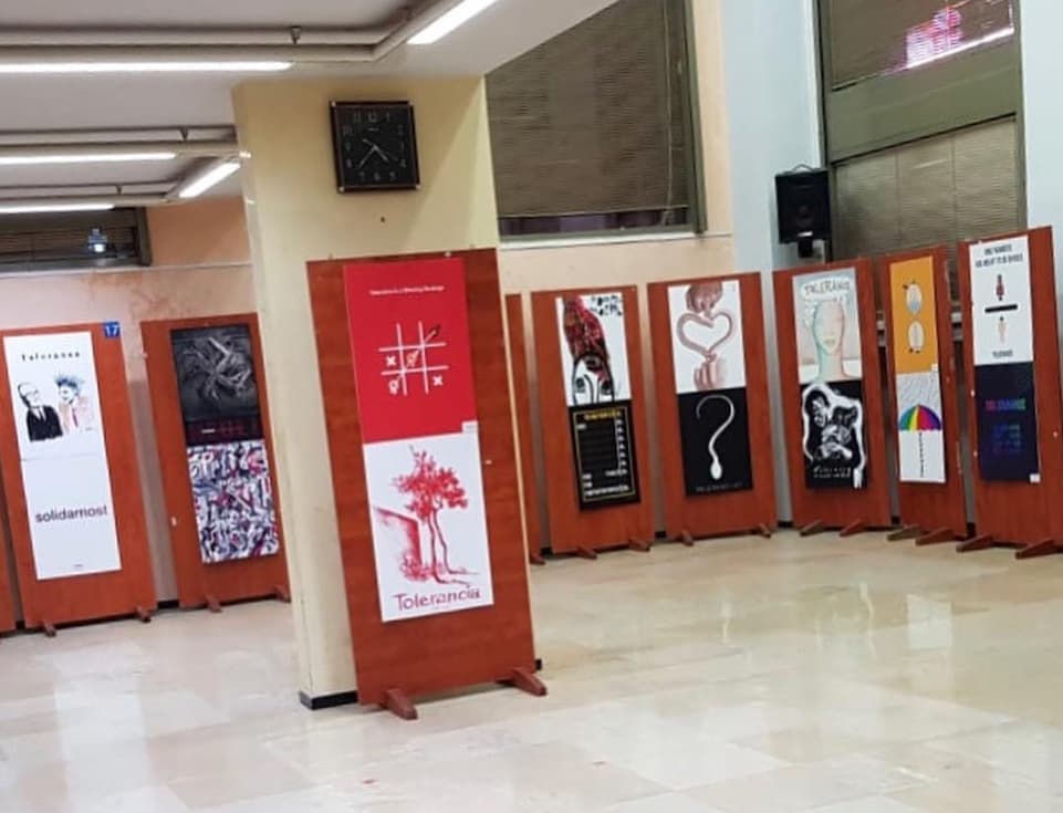 Posters in a room at the university