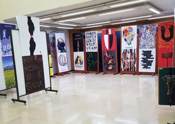 Posters in a room at the university