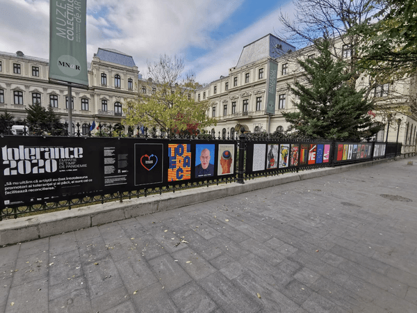 posters on fence