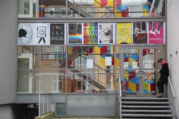 Posters in gallery window