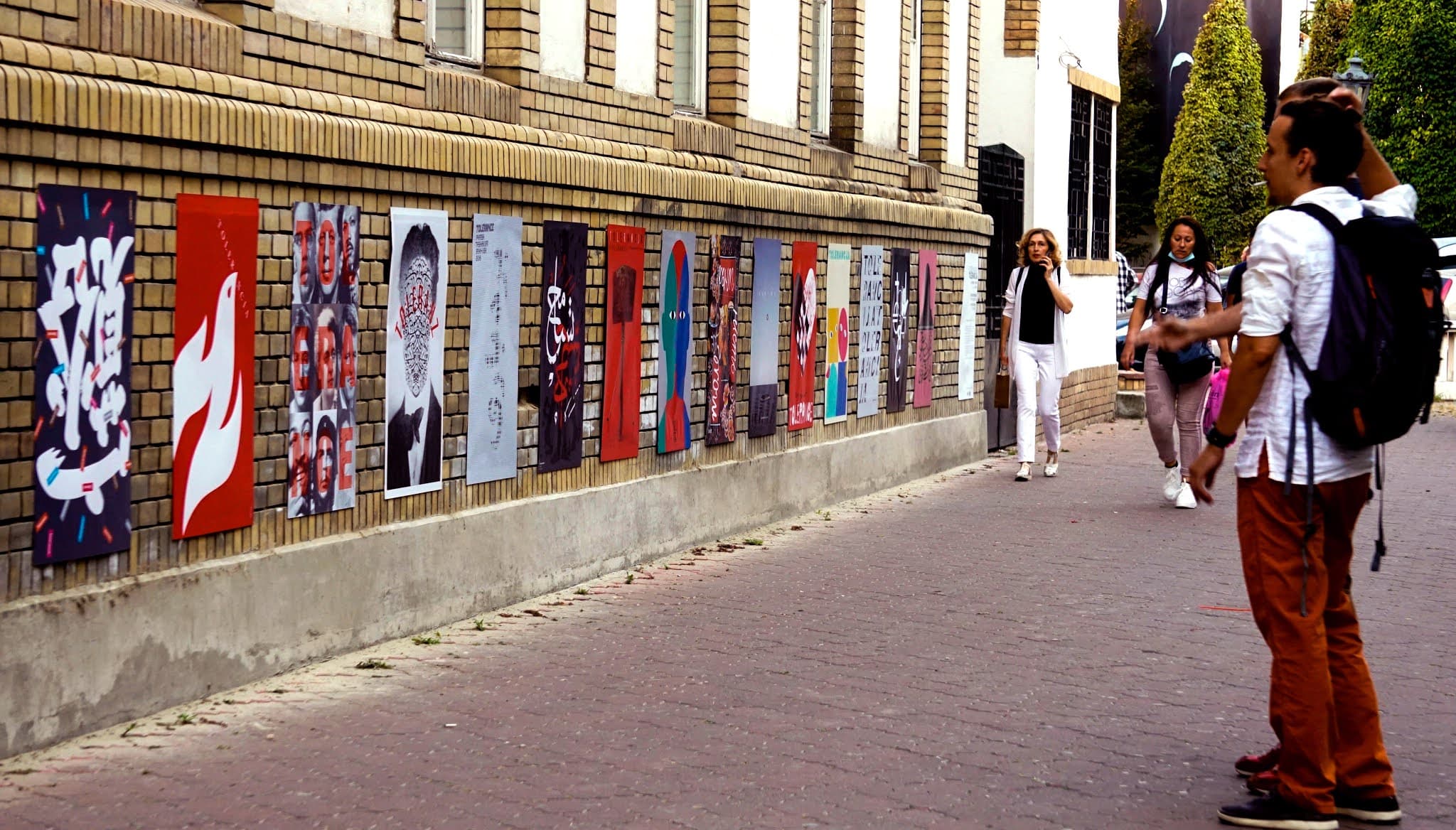 Posters on wall outside