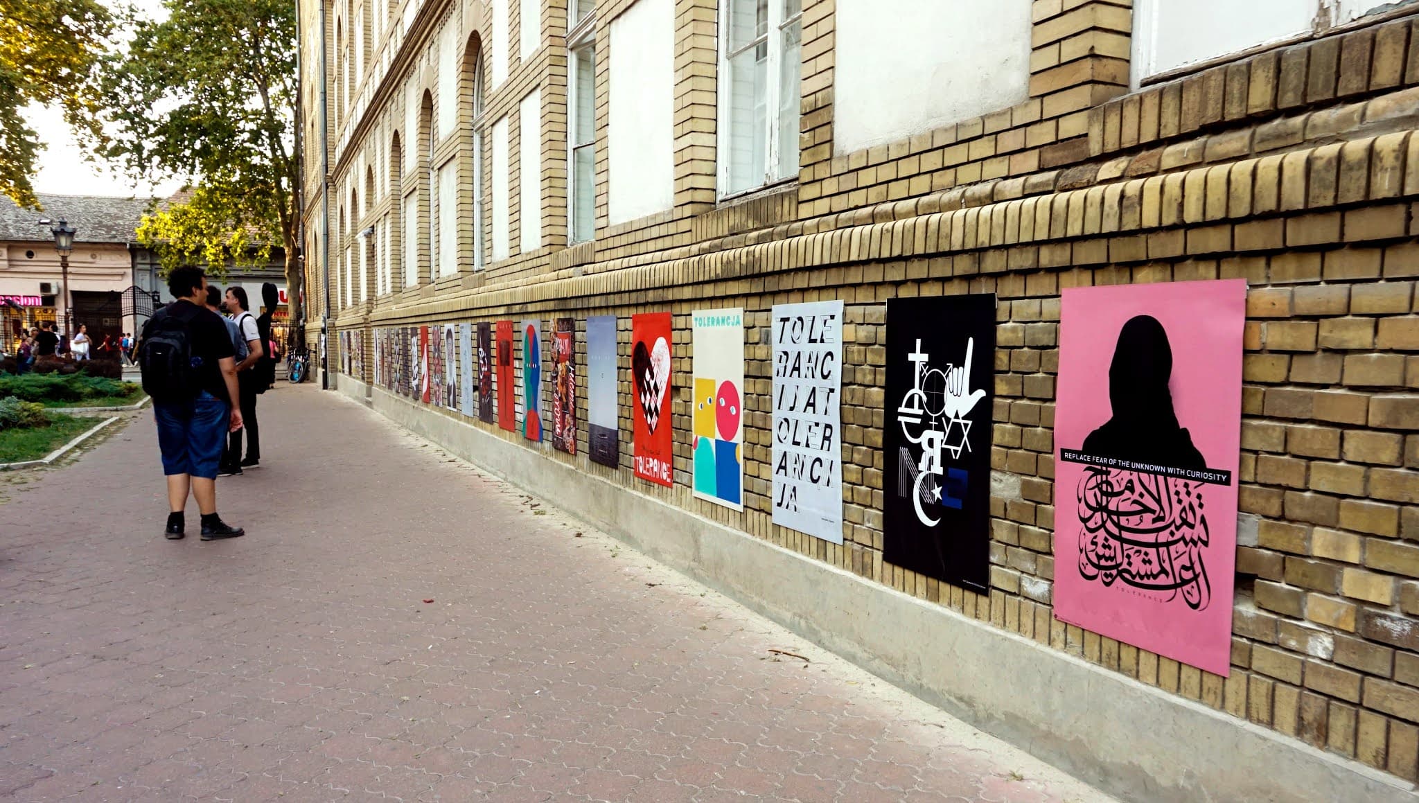Posters on wall outside
