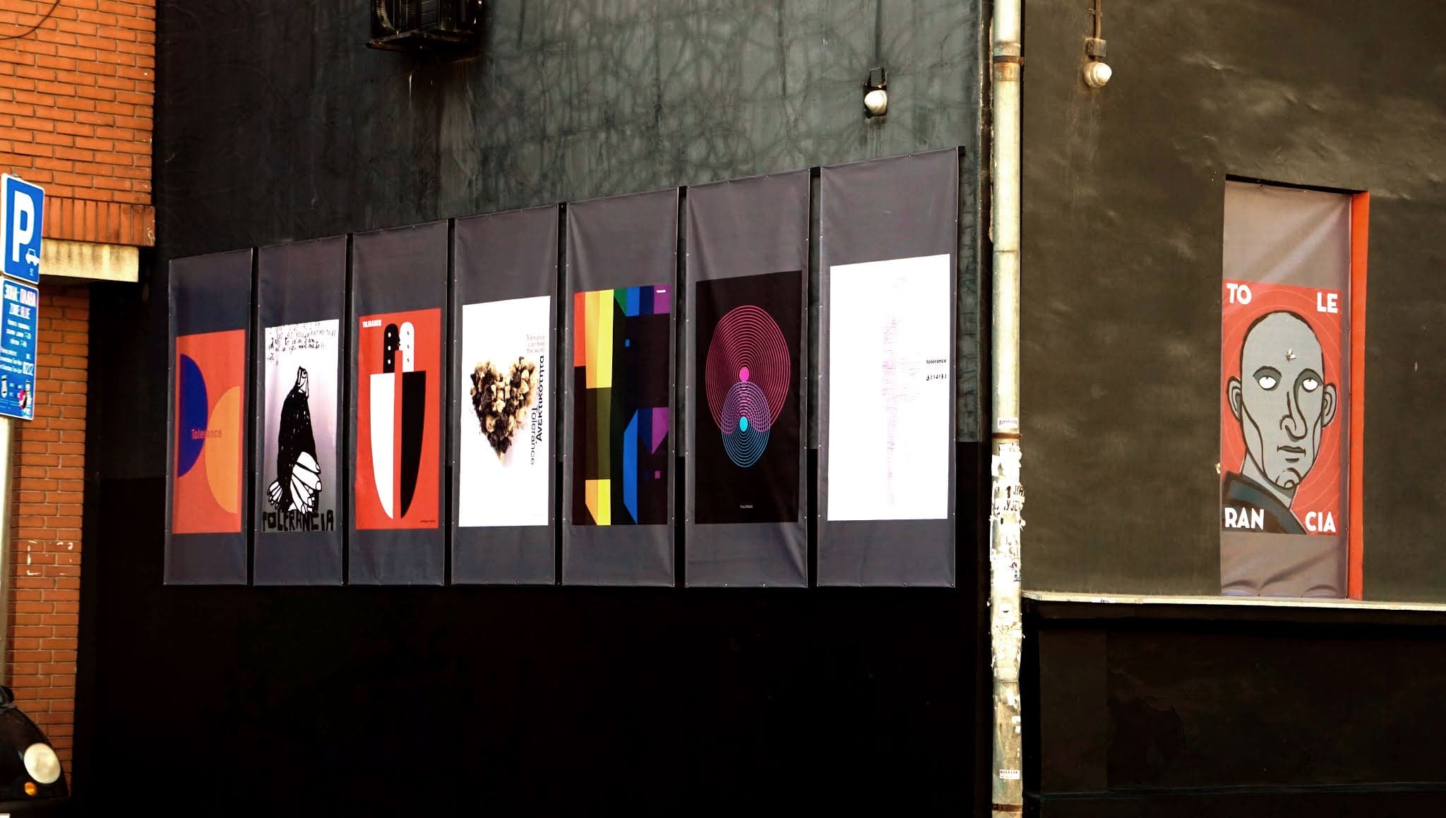 Posters on wall outside
