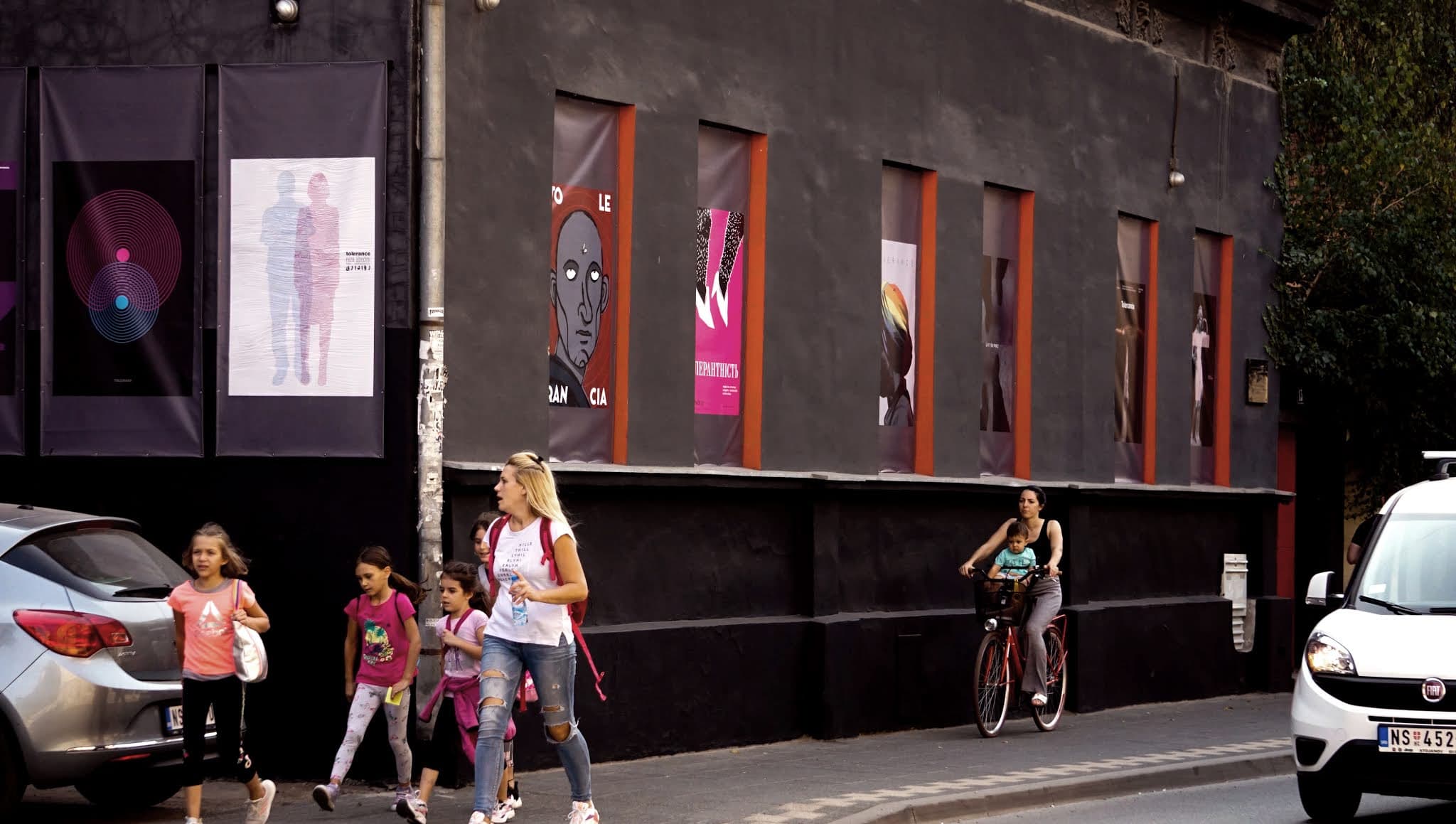 Posters on wall outside