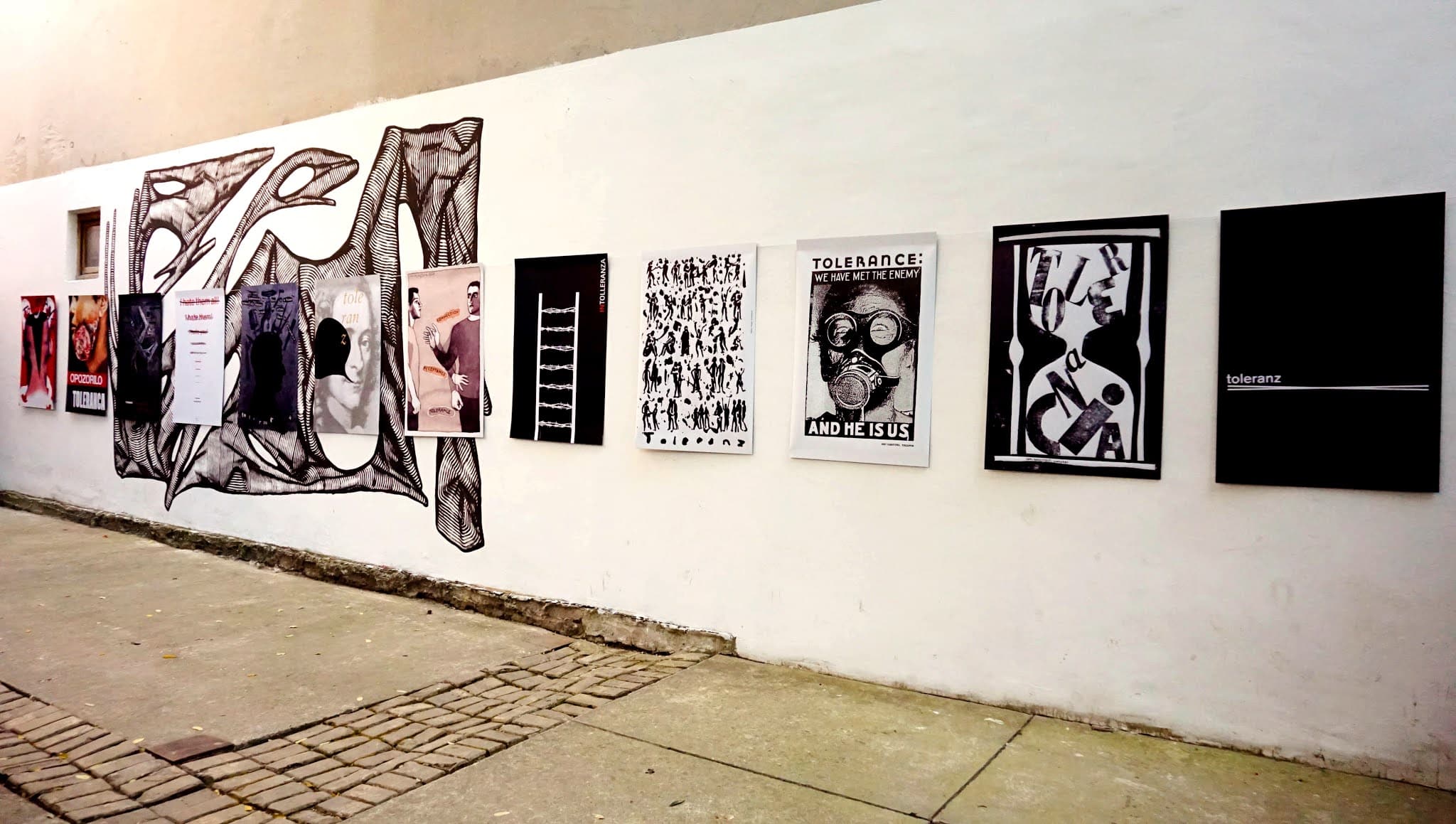 Posters on wall outside