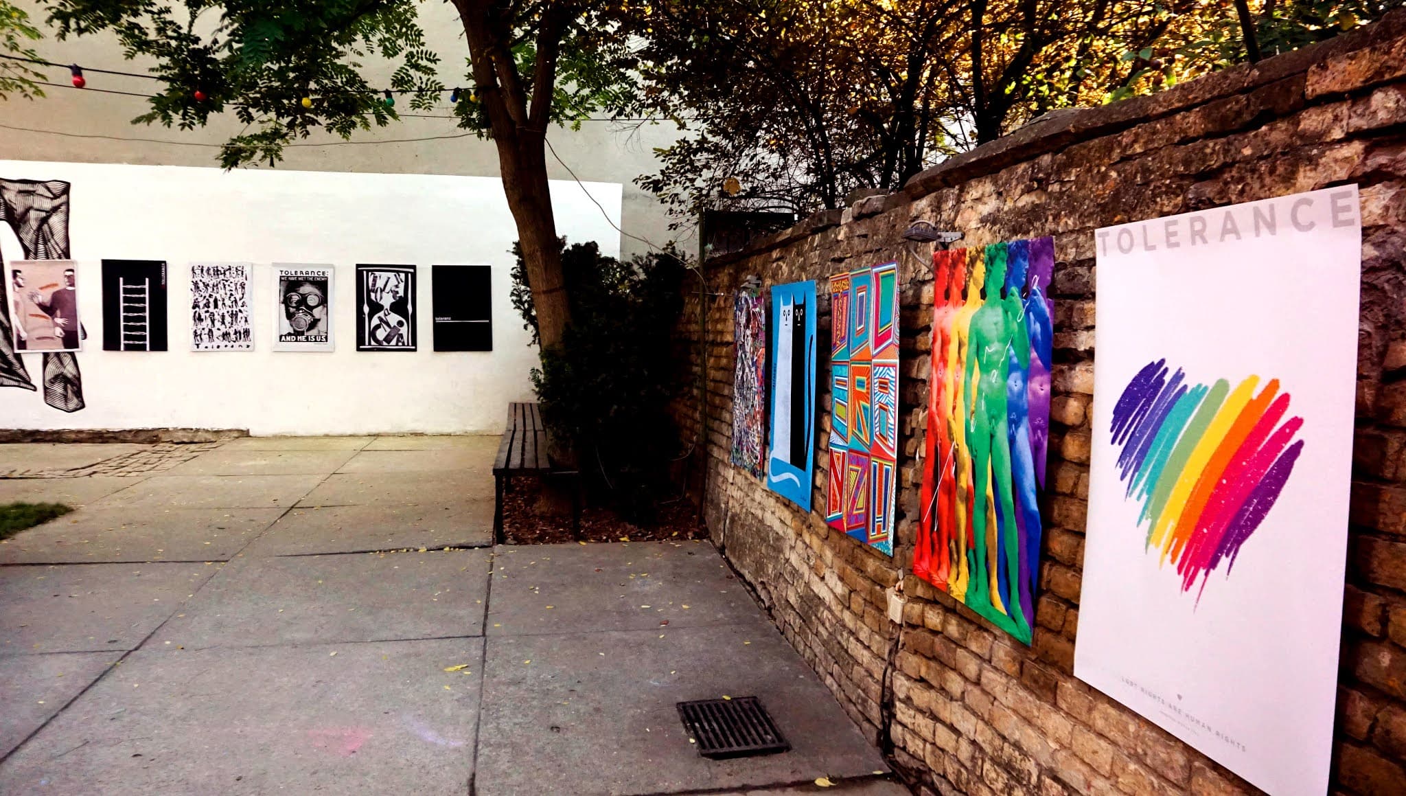 Posters on wall outside
