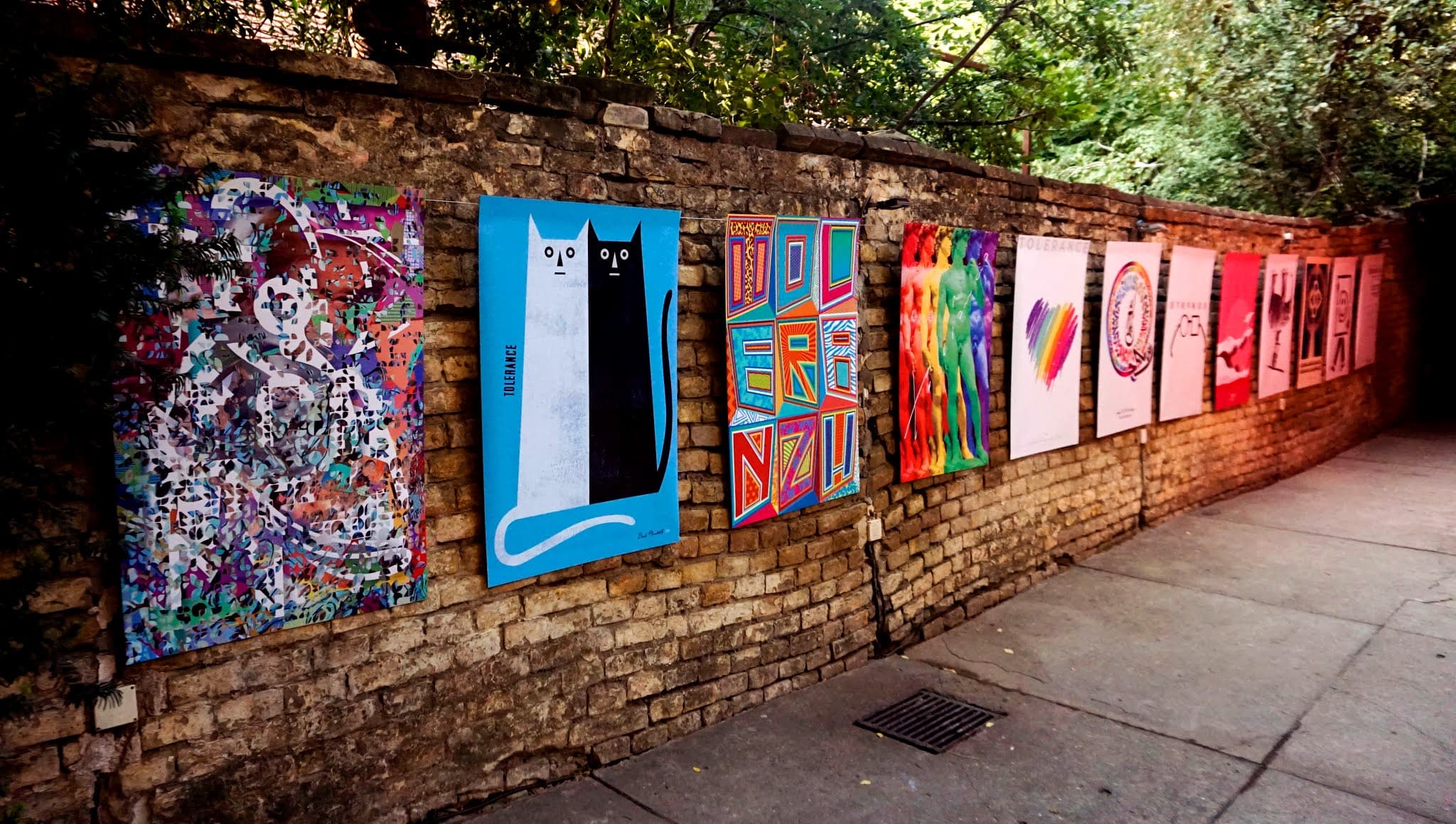 Posters on wall outside