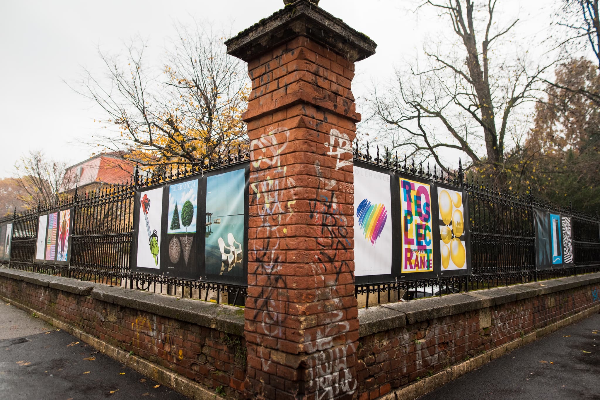 posters on a fence